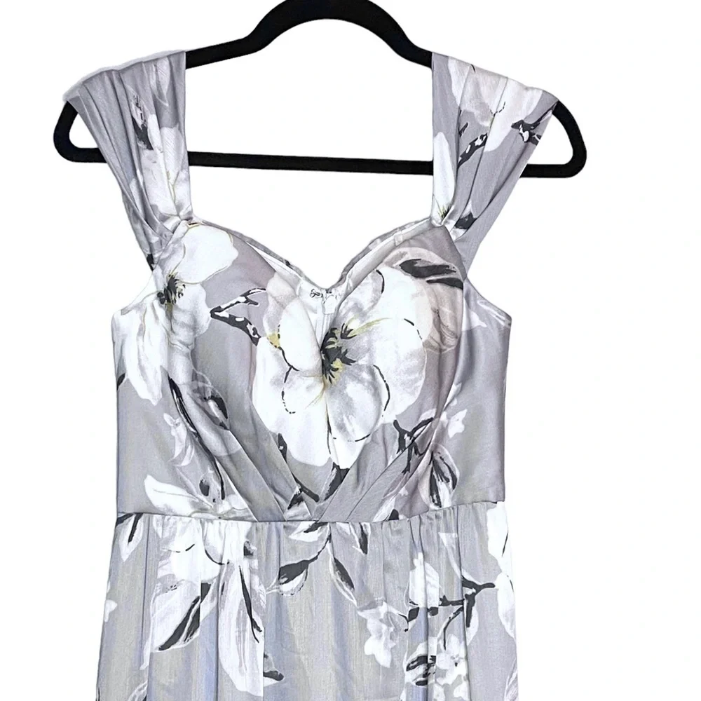 Bariano Maxi Dress Shelly Floral Off Shoulder Silver Gray S - Picture 3 of 16